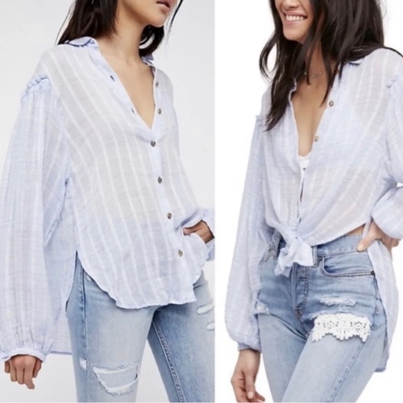 Free People Tops - Free People Headed To the Highlands Gauze Button Down Top